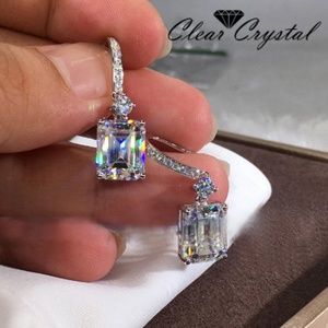 Luxury Square 925 Sterling Silver Earrings Fashion